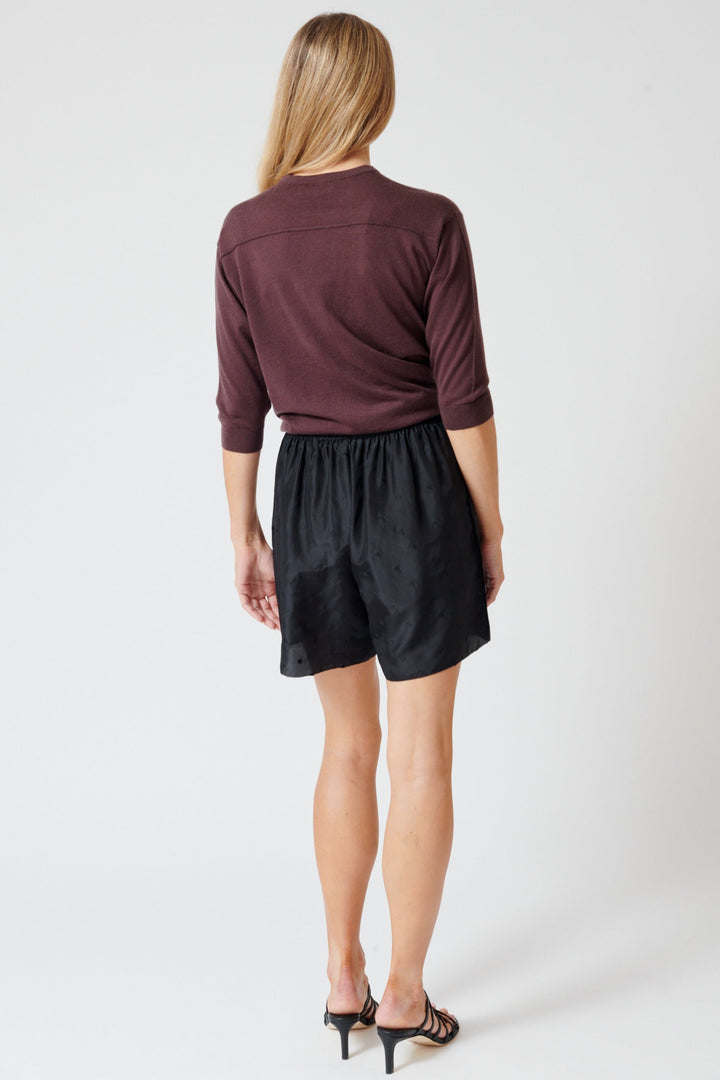 Mari wearing 6397 Embroidered Dot Boxers rear view