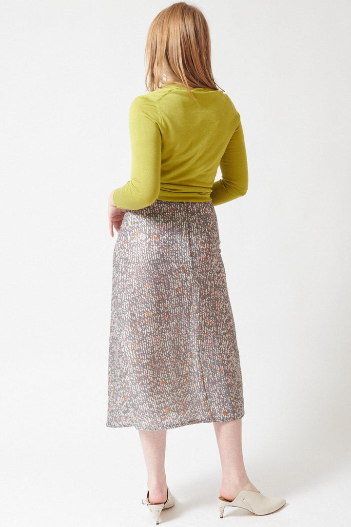 Waverly wearing 6397 Jacquard Print Skirt rear view