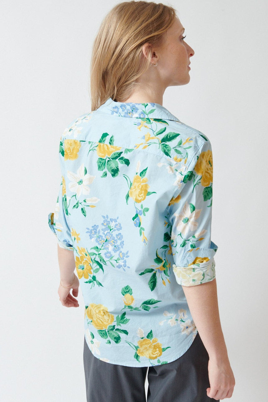 Madi wearing Frank & Eileen Eileen Relaxed Button Up Shirt rear view