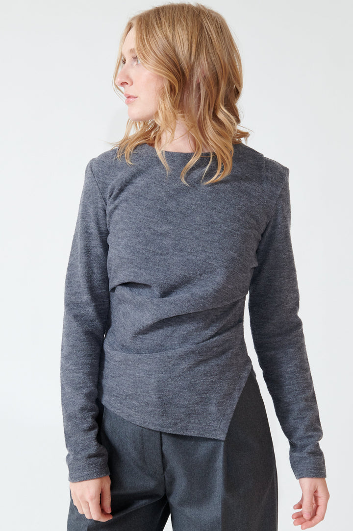 Madi wearing Róhe Reinvented Twisted Top front view