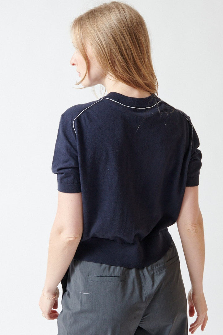 Madi wearing Lilla P Short Sleeve Cardigan rear view