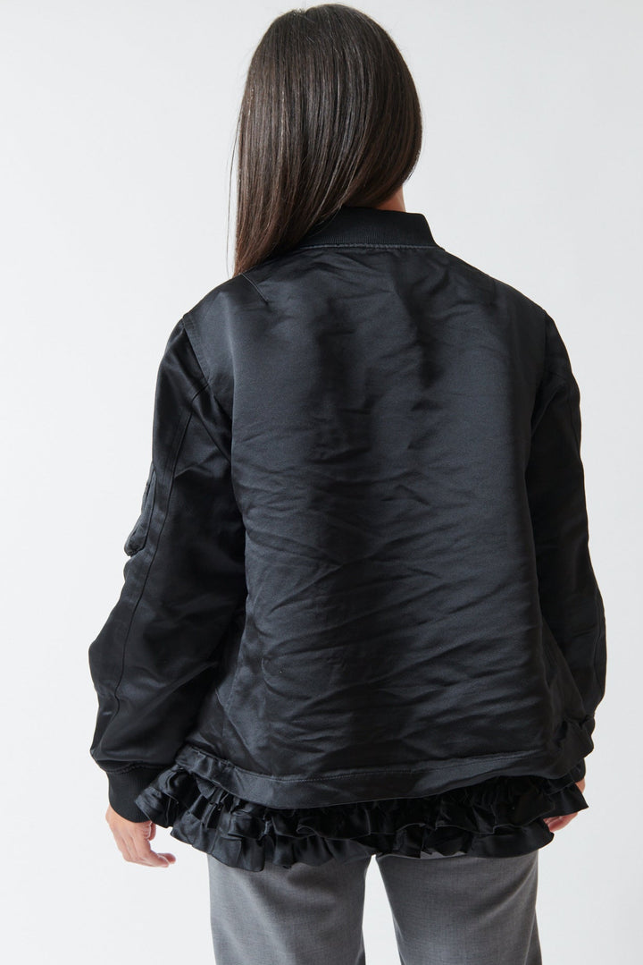Amanda wearing Comme des Garçons Furbelow Jacket rear view