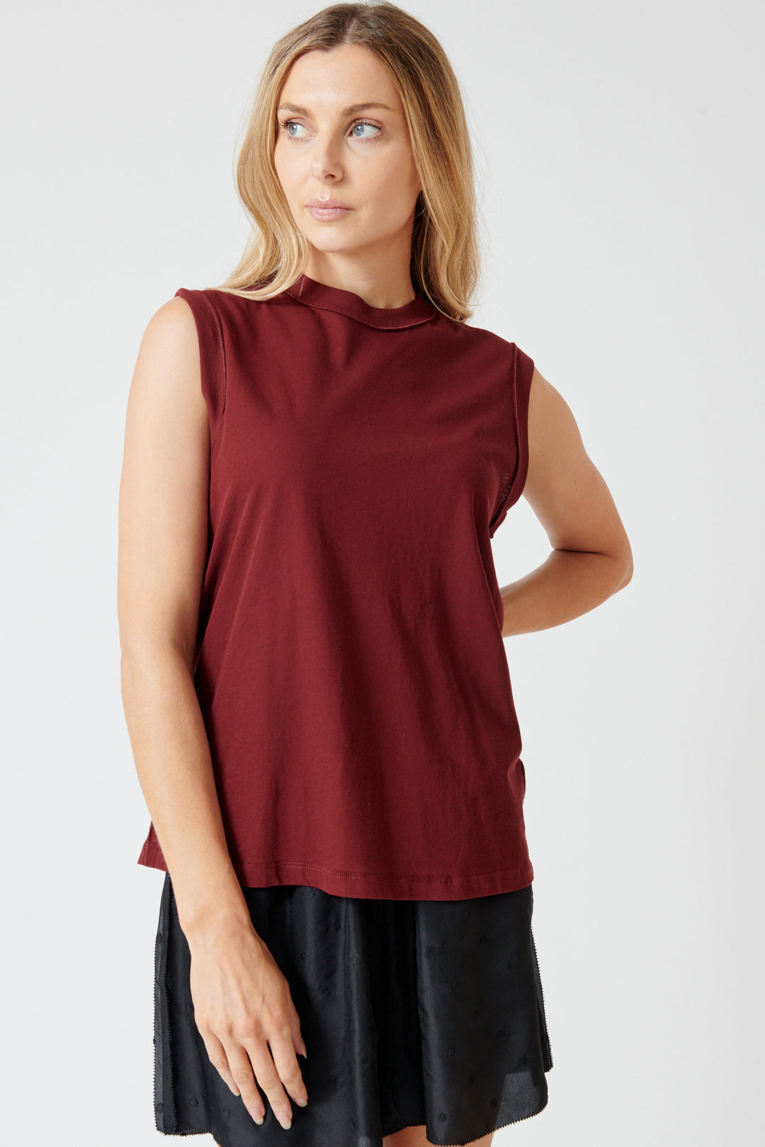 Mari wearing 6397 Inside Out Tank front view