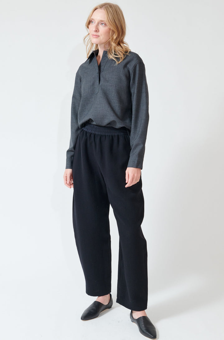 Madi wearing Studio Nicolson Thalo Elastic Waist Pant front view