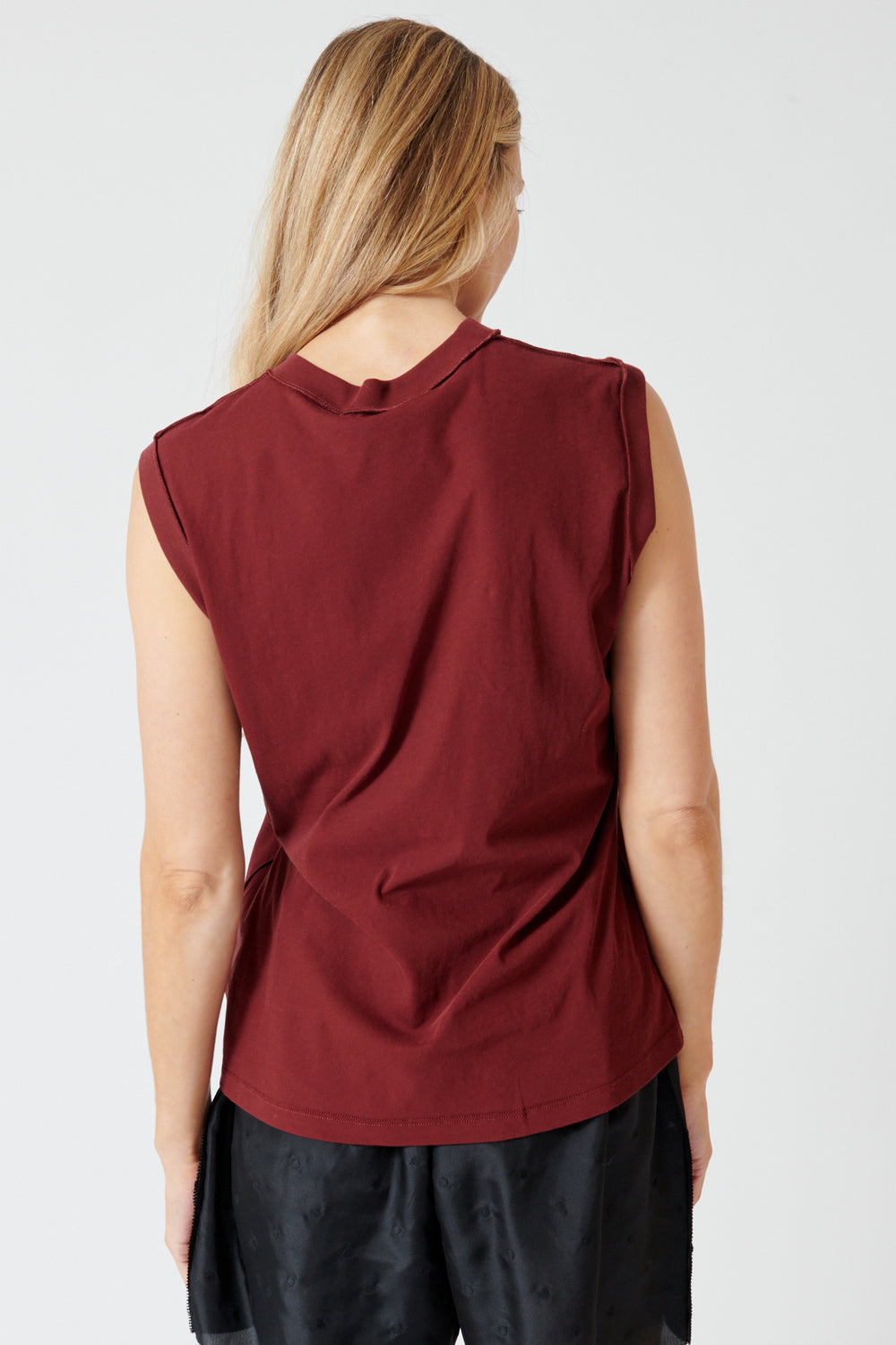 Mari wearing 6397 Inside Out Tank rear view
