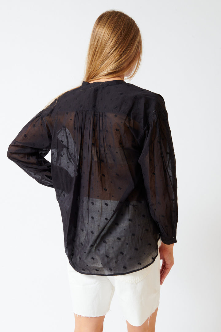 Mari wearing Nili Lotan Neville Blouse rear view