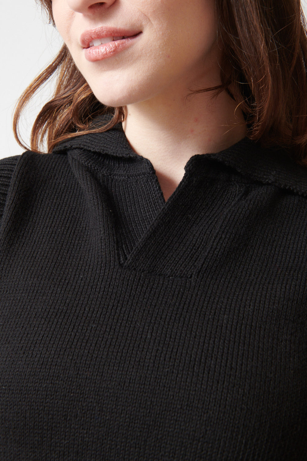 Sophie wearing 6397 Polo Vest front/detail view