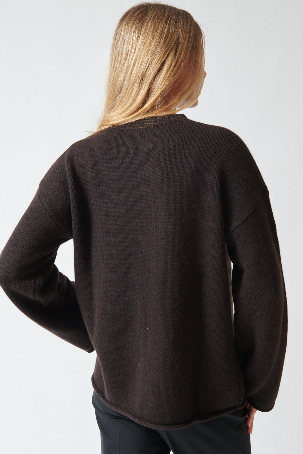 Mari wearing Lisa Yang Kristy Sweater rear view