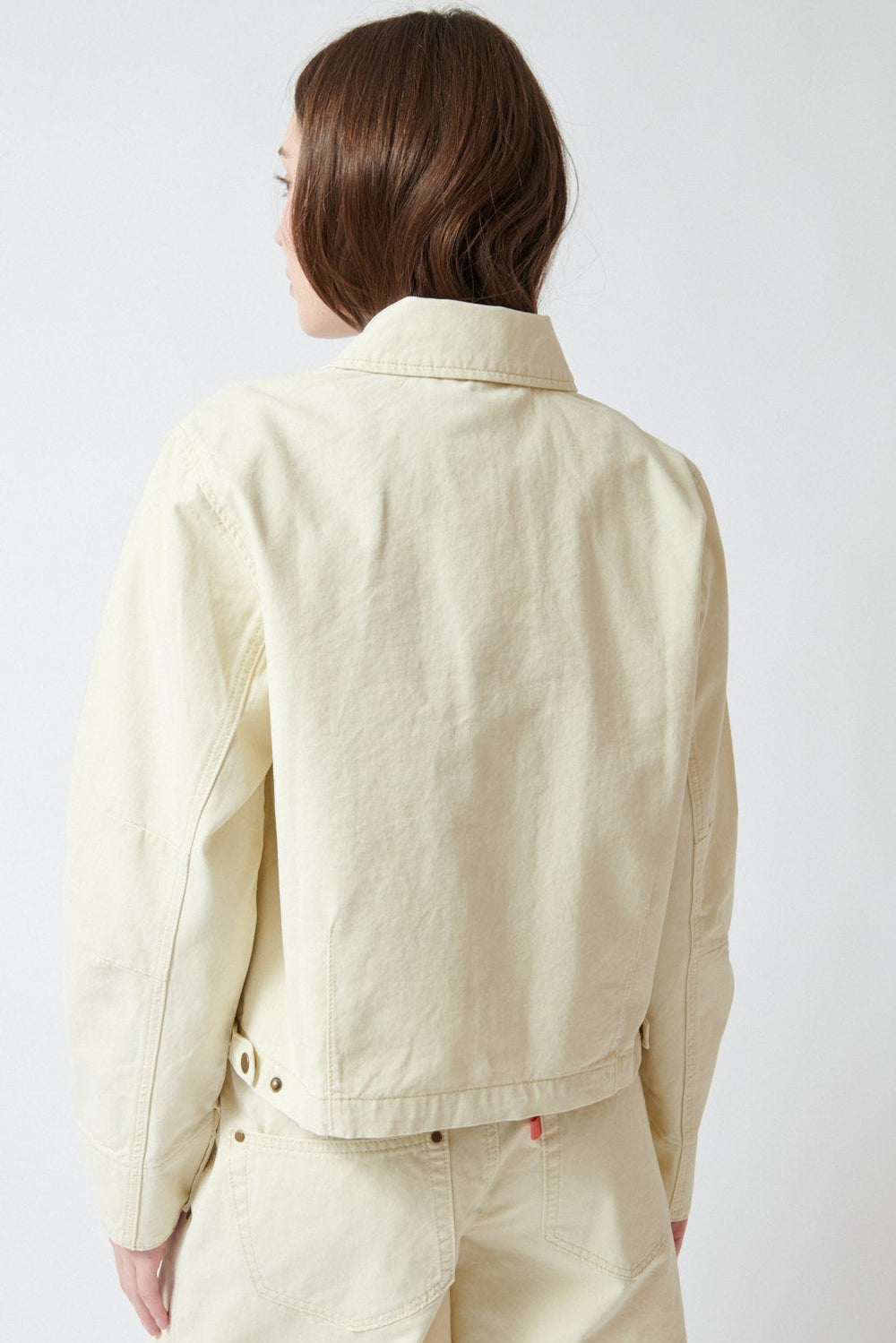 Angela wearing Lilla P Twill Utility Jacket rear view