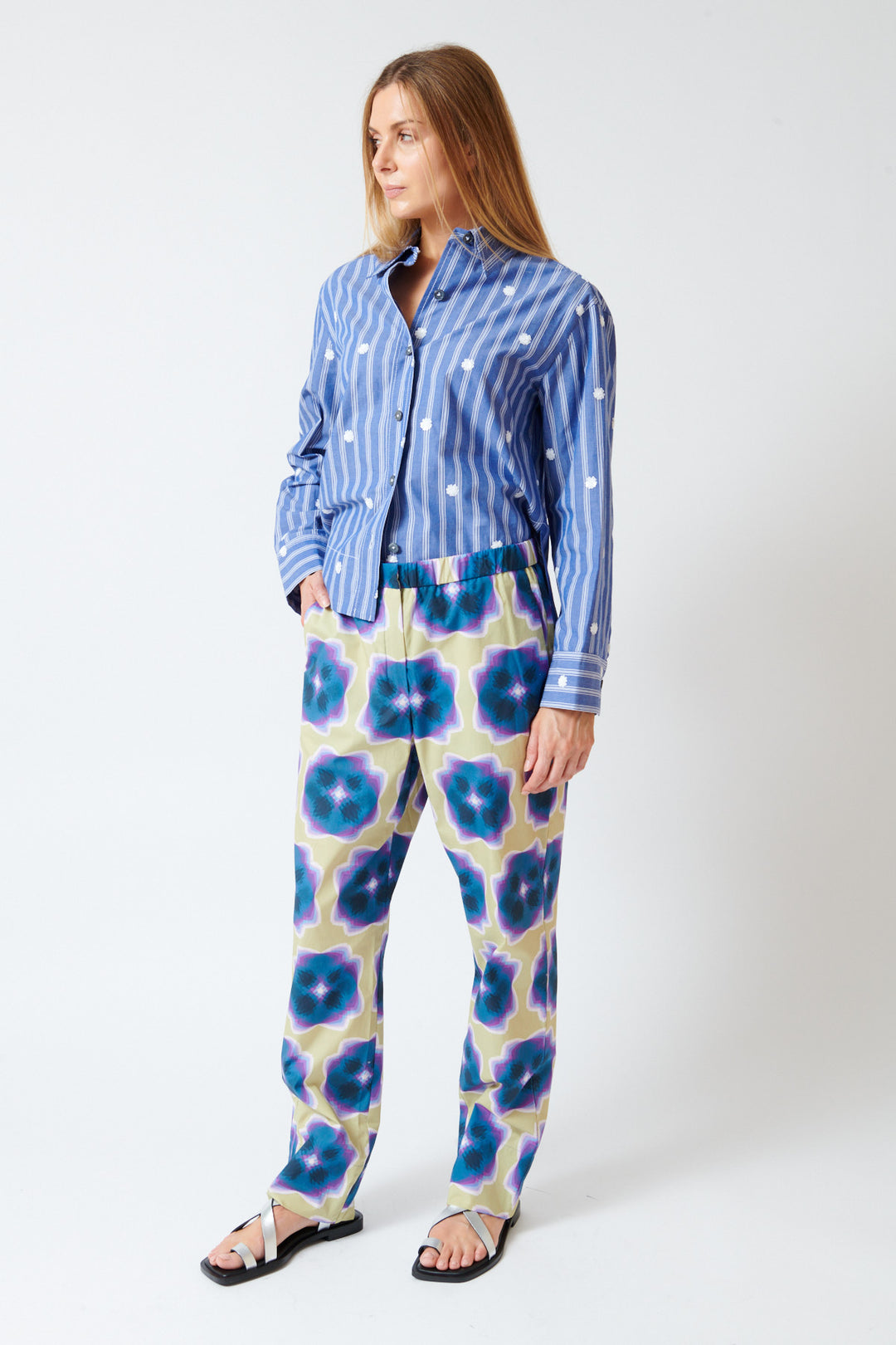 Mari wearing Odeeh All Over Caleidoscope Pants front view