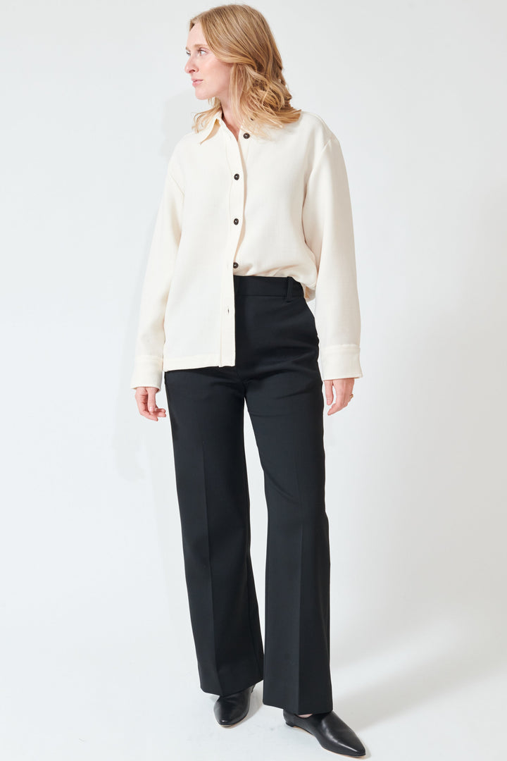 Madi wearing Studio Nicolson Holm Straight Leg Pant front view