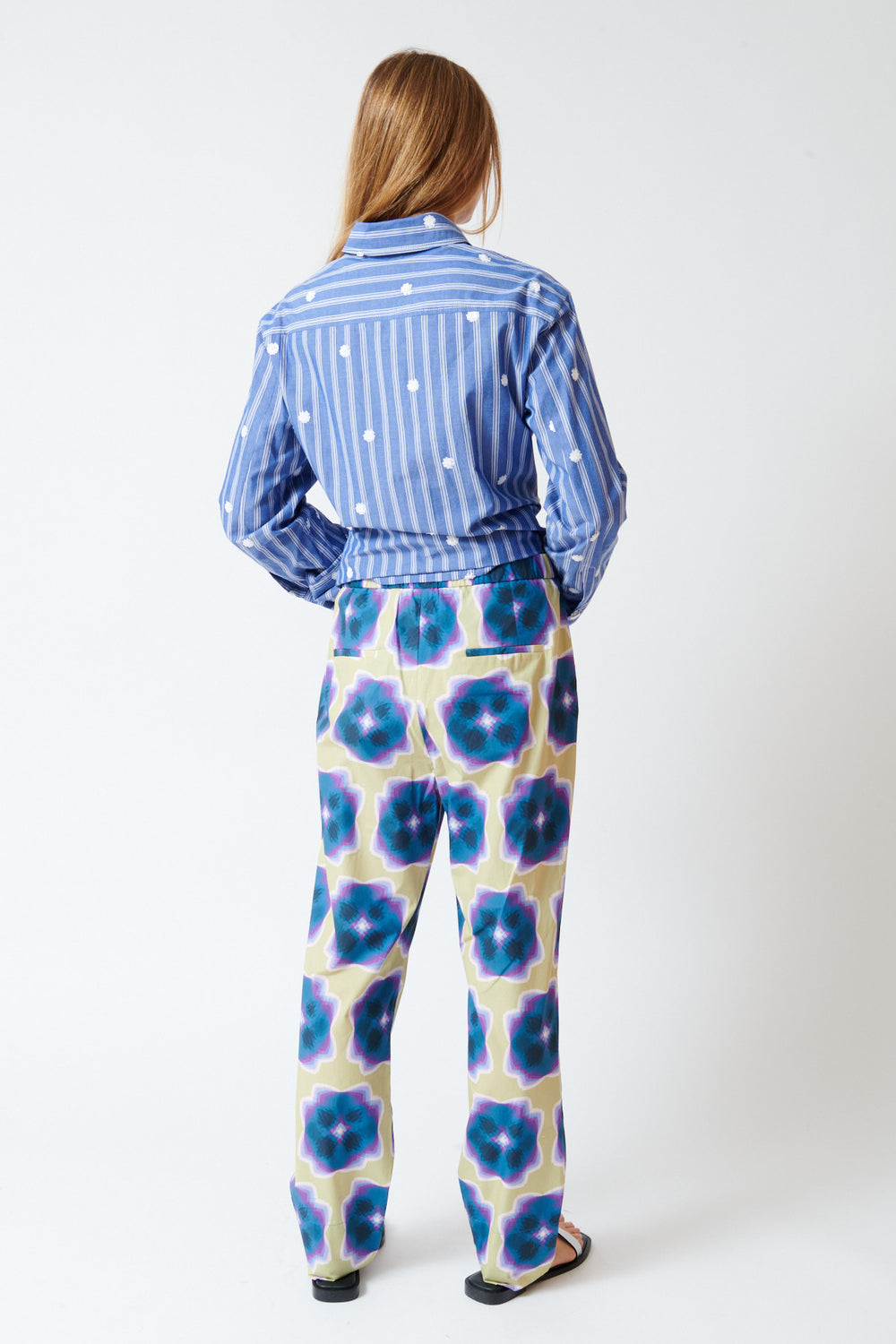 Mari wearing Odeeh All Over Caleidoscope Pants front view
