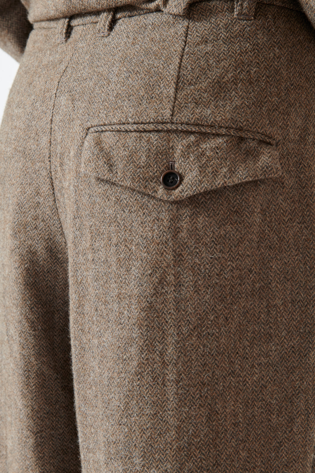 Julia wearing Pas de Calais Eco Wool Herringbone Wide Pants rear/detail view