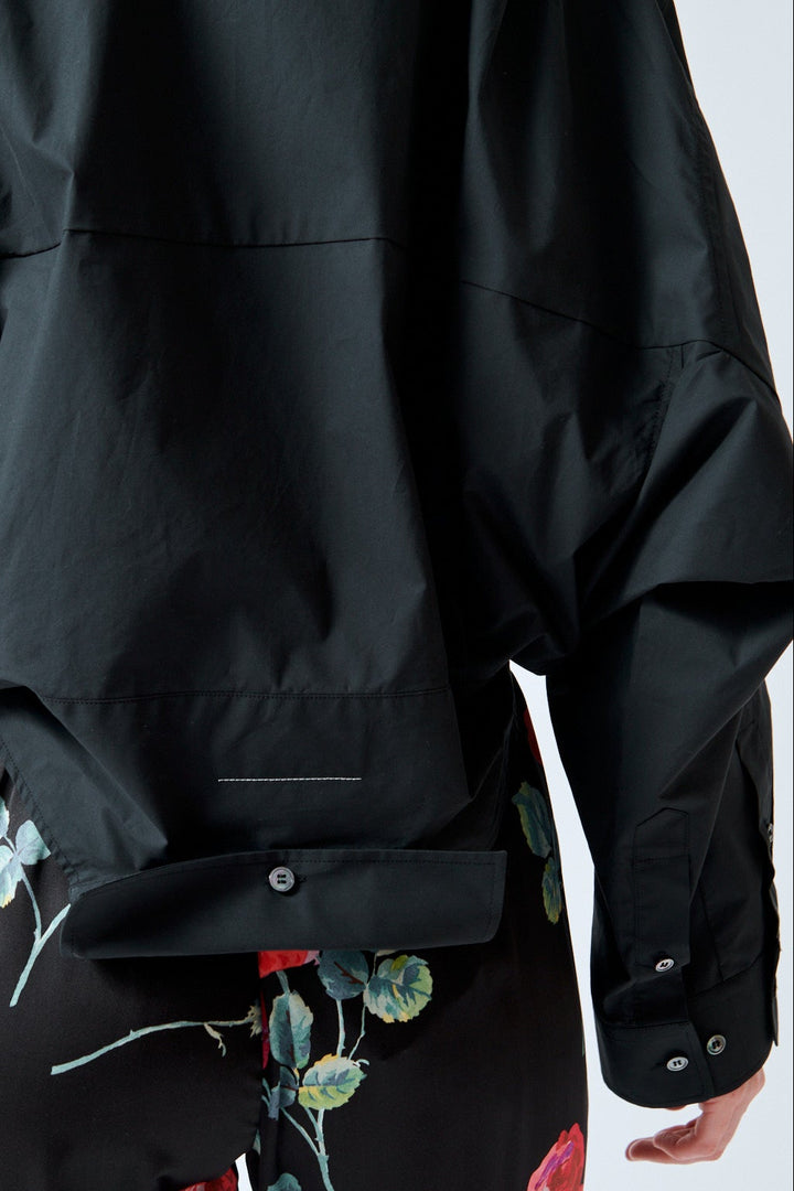 Madi wearing MM6 Maison Margiela Which Way Is Up Cotton Poplin Shirt rear view