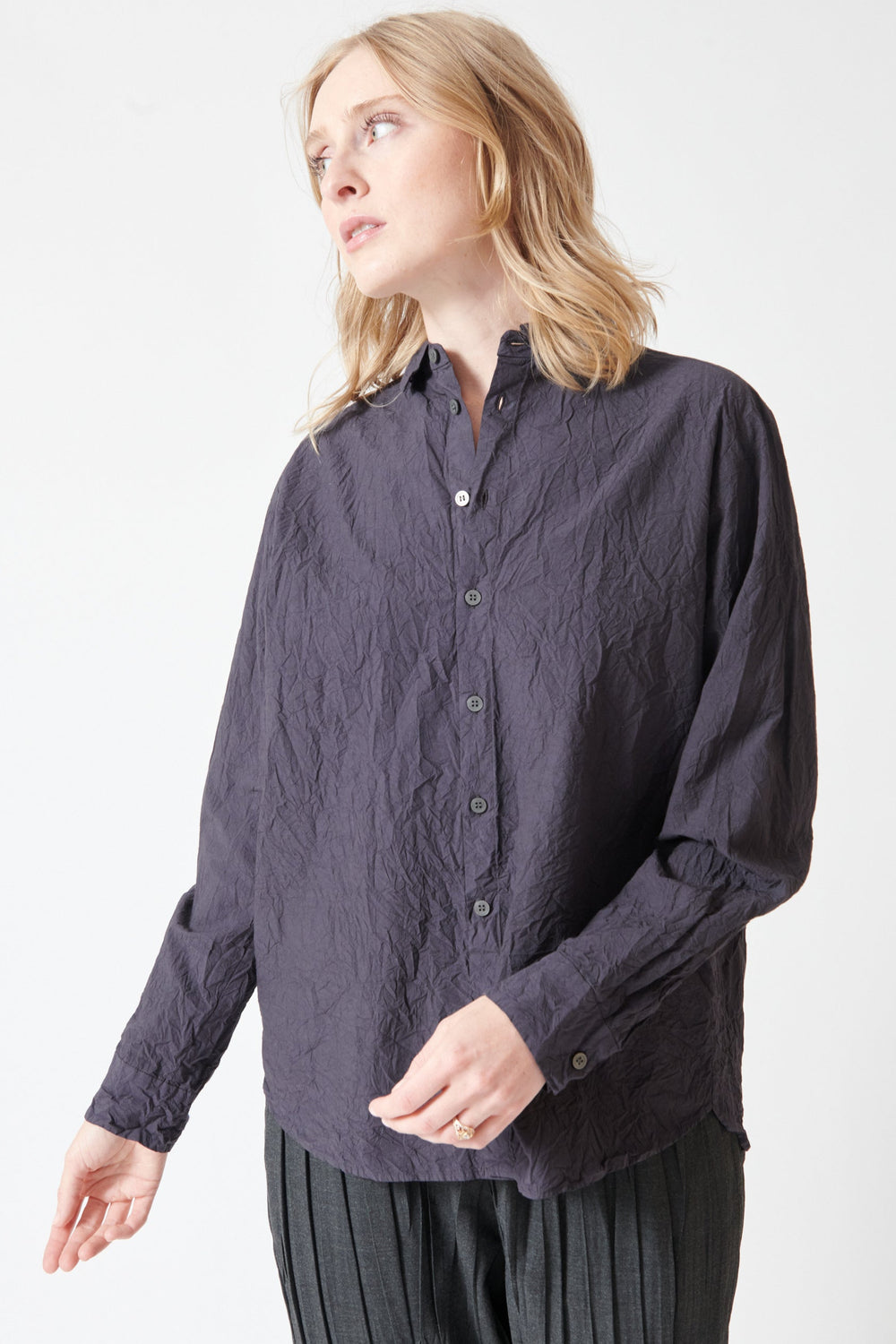 Madi wearing Pas de Calais Cotton Typewriter Blouse front view