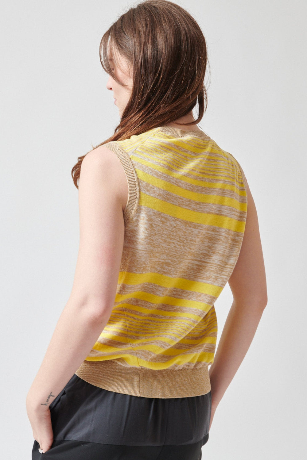 Sophie wearing 6397 Twisted Vest rear view