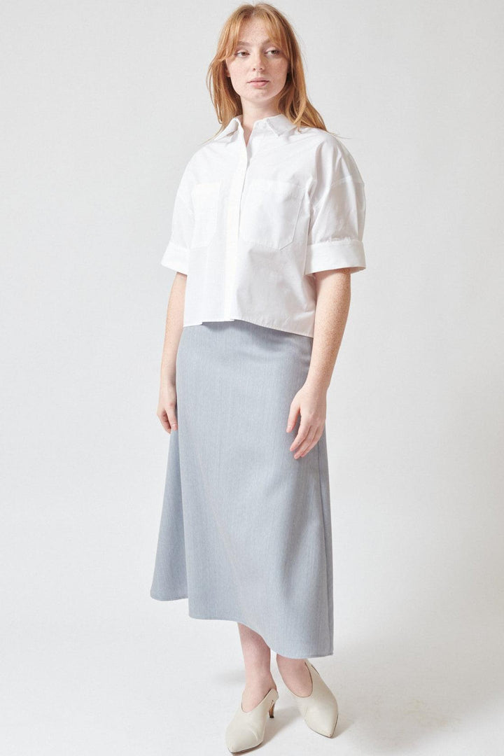 Waverly wearing TWP The A Line Skirt front view