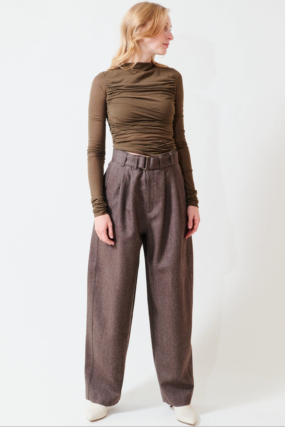 Madi wearing Soeur Cole Trouser front view