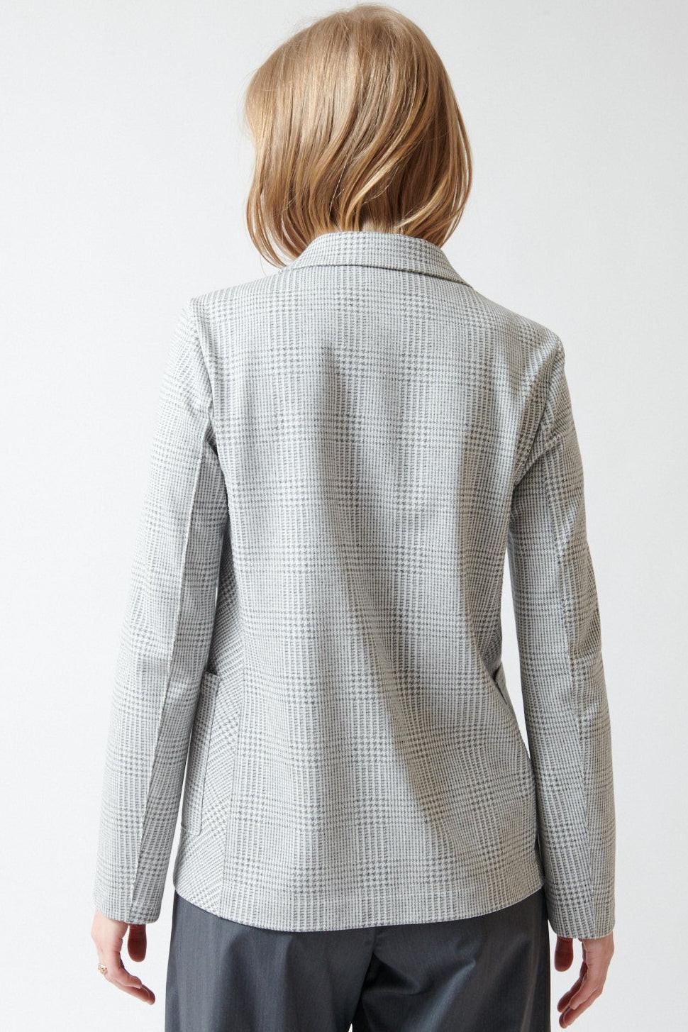 Madi wearing Harris Wharf Stand Up Collar Blazer rear view