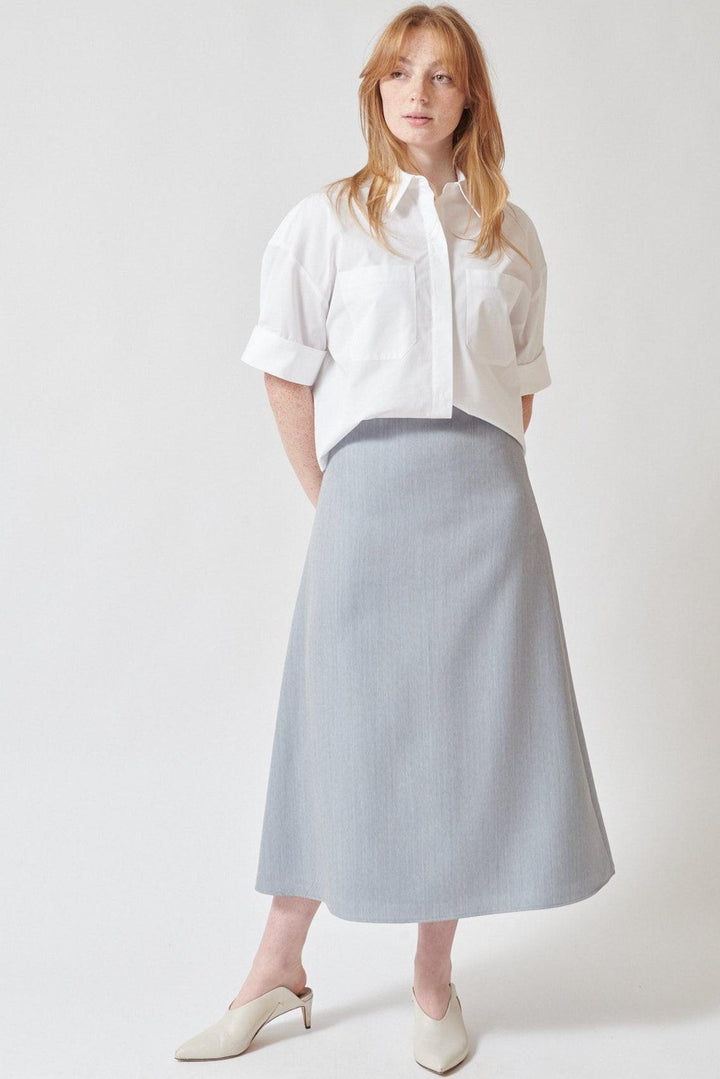 Waverly wearing TWP The A Line Skirt front view