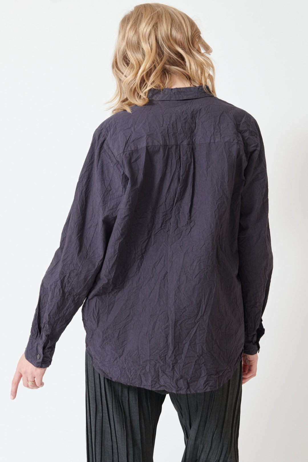 Madi wearing Pas de Calais Cotton Typewriter Blouse rear view