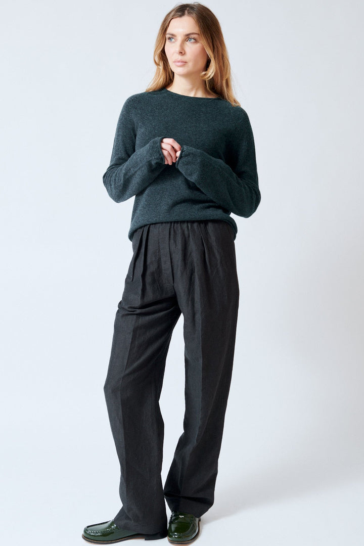 Mari wearing Christian Wijnants Piga Relaxed Fit Tapered Elastic Waist Pants front view