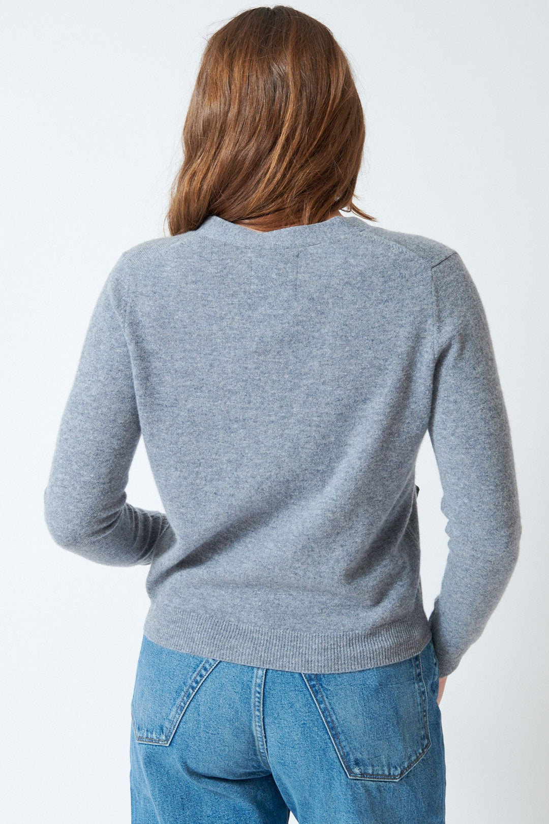 Julia wearing Jumper 1234 Bow Pocket Cardigan rear view