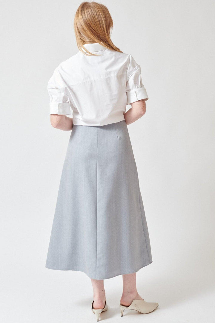 Waverly wearing TWP The A Line Skirt rear view