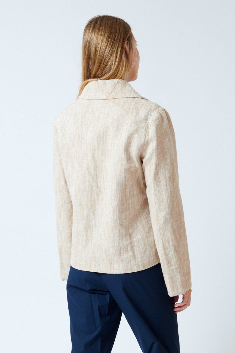 Mari wearing Odeeh Exaggerated Peter Pan Collar Jacket rear view