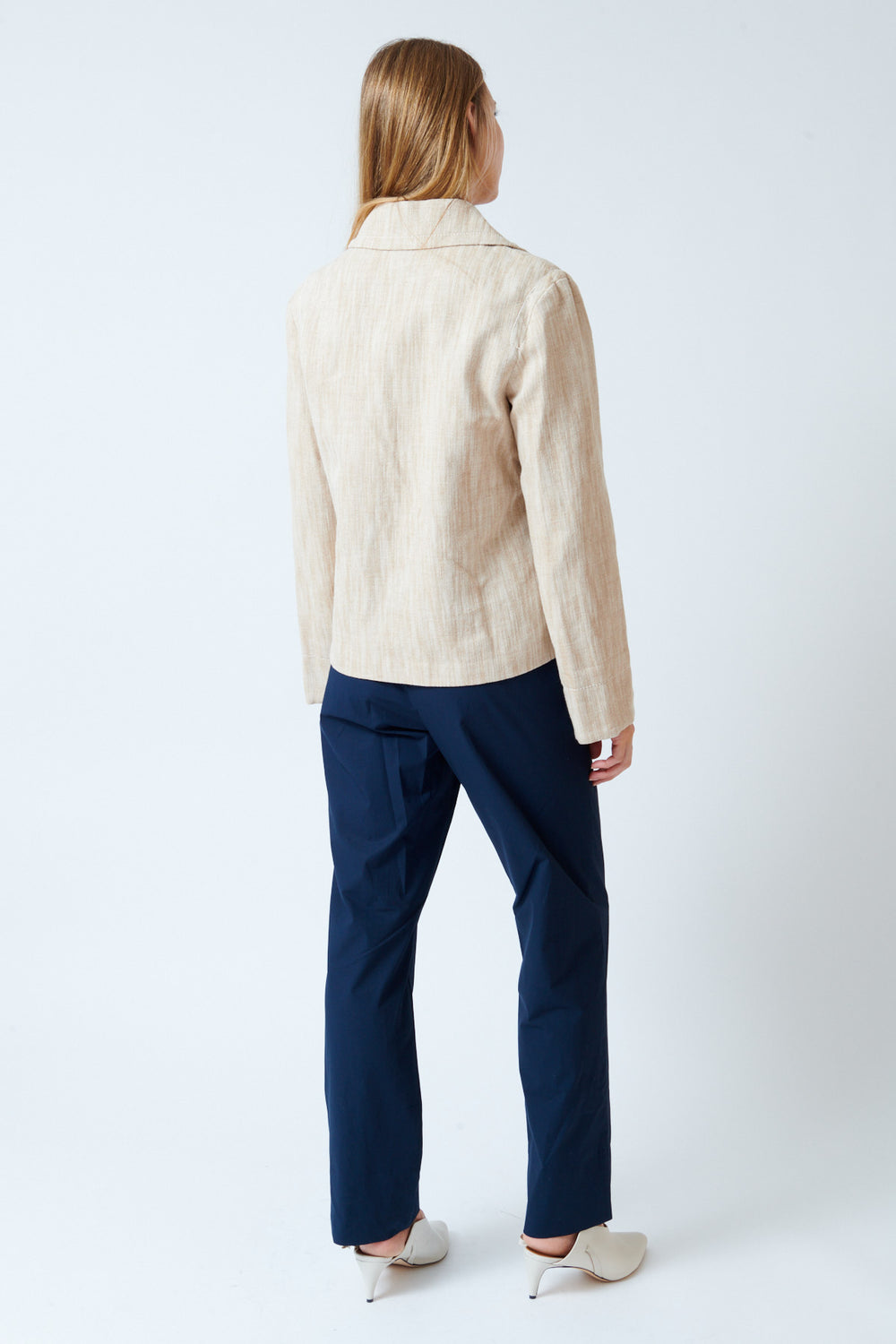 Mari wearing Odeeh All Cotton Solid Trouser rear view