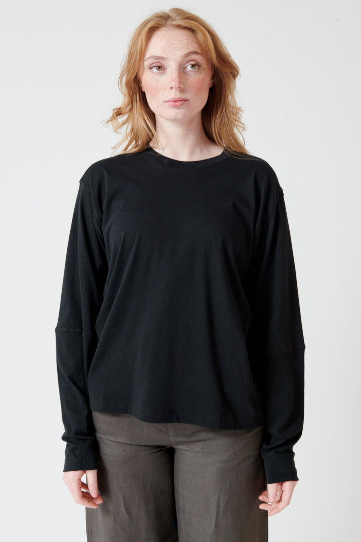 Waverly wearing 6397 Coverstitch Long Sleeve Tee front view