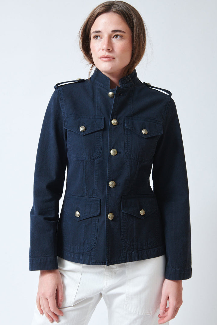Julia wearing Nili Lotan Raymond Cotton Jacket front view