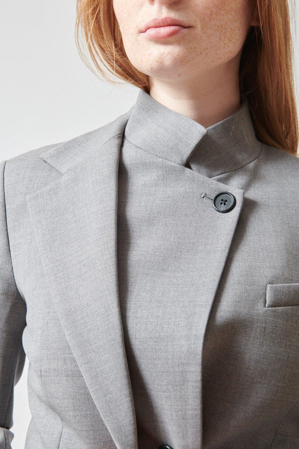 Waverly wearing TWP The Double Take Blazer front/detail view