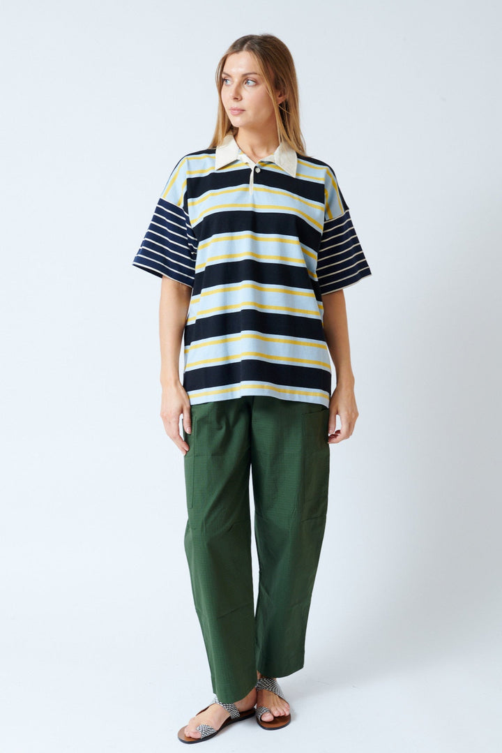 Mari wearing Kowtow Parker Pant front view