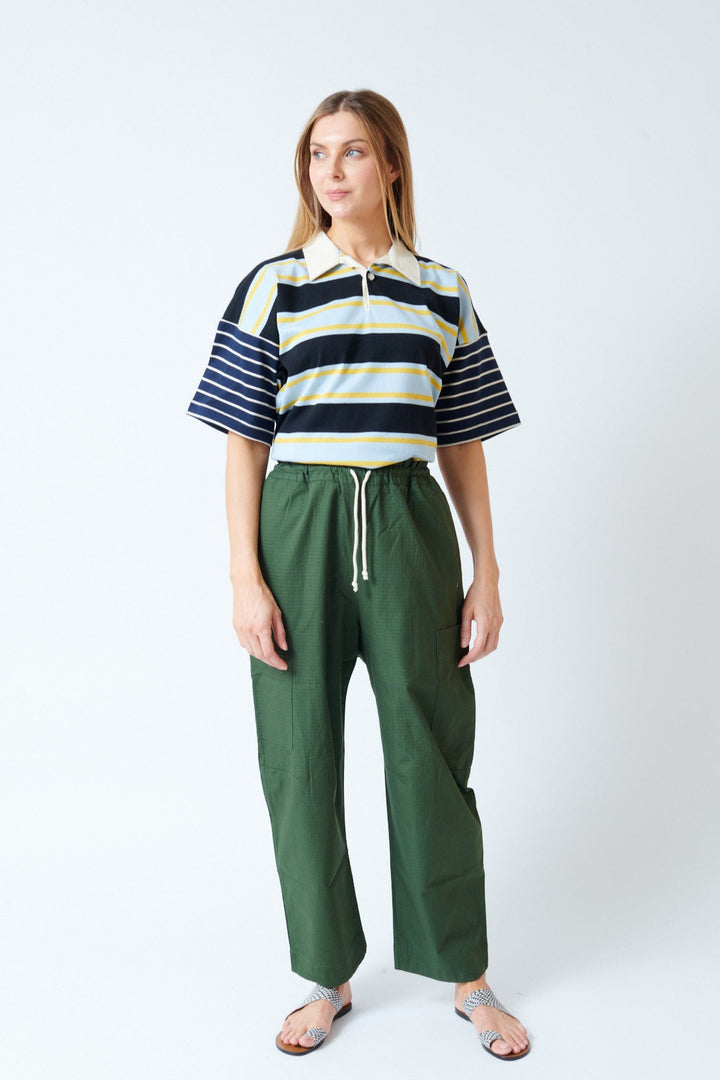 Mari wearing Kowtow Parker Pant front view