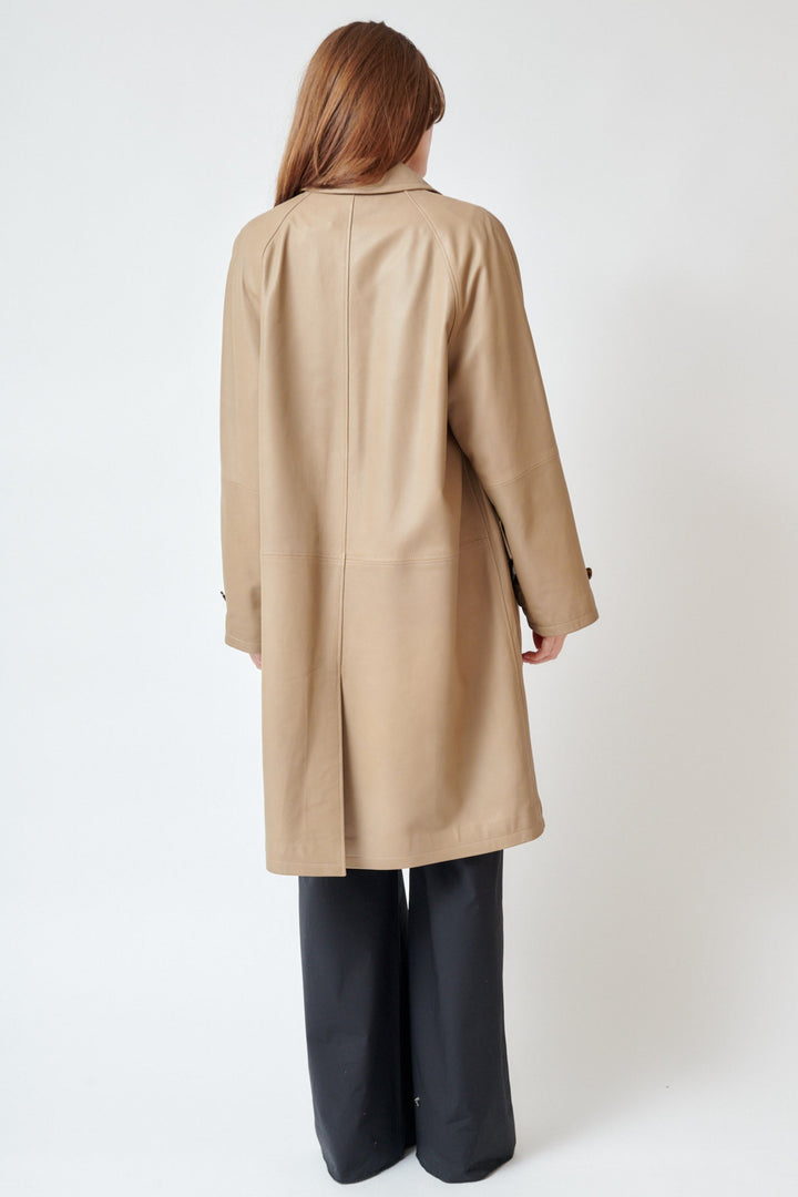 Julia wearing Dorothee Schumacher Sleek Statement III Coat rear view