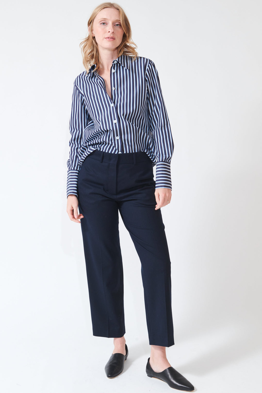 Madi wearing Odeeh Flannel Pants front view