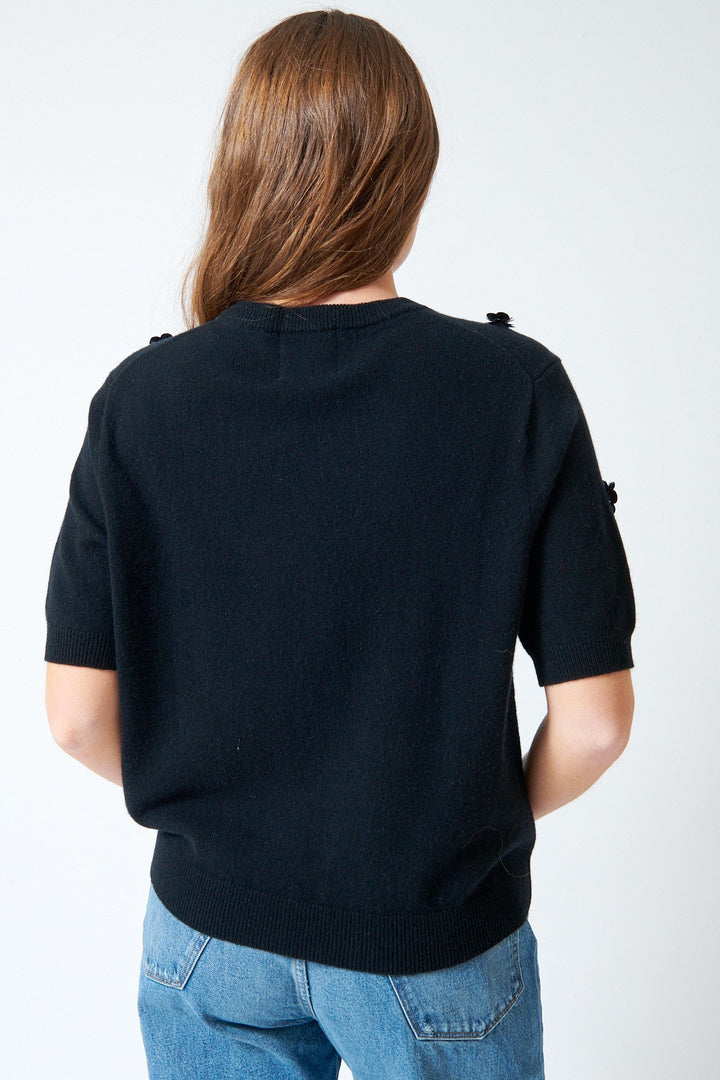 Julia wearing Jumper 1234 Sequin Floral Tee rear view