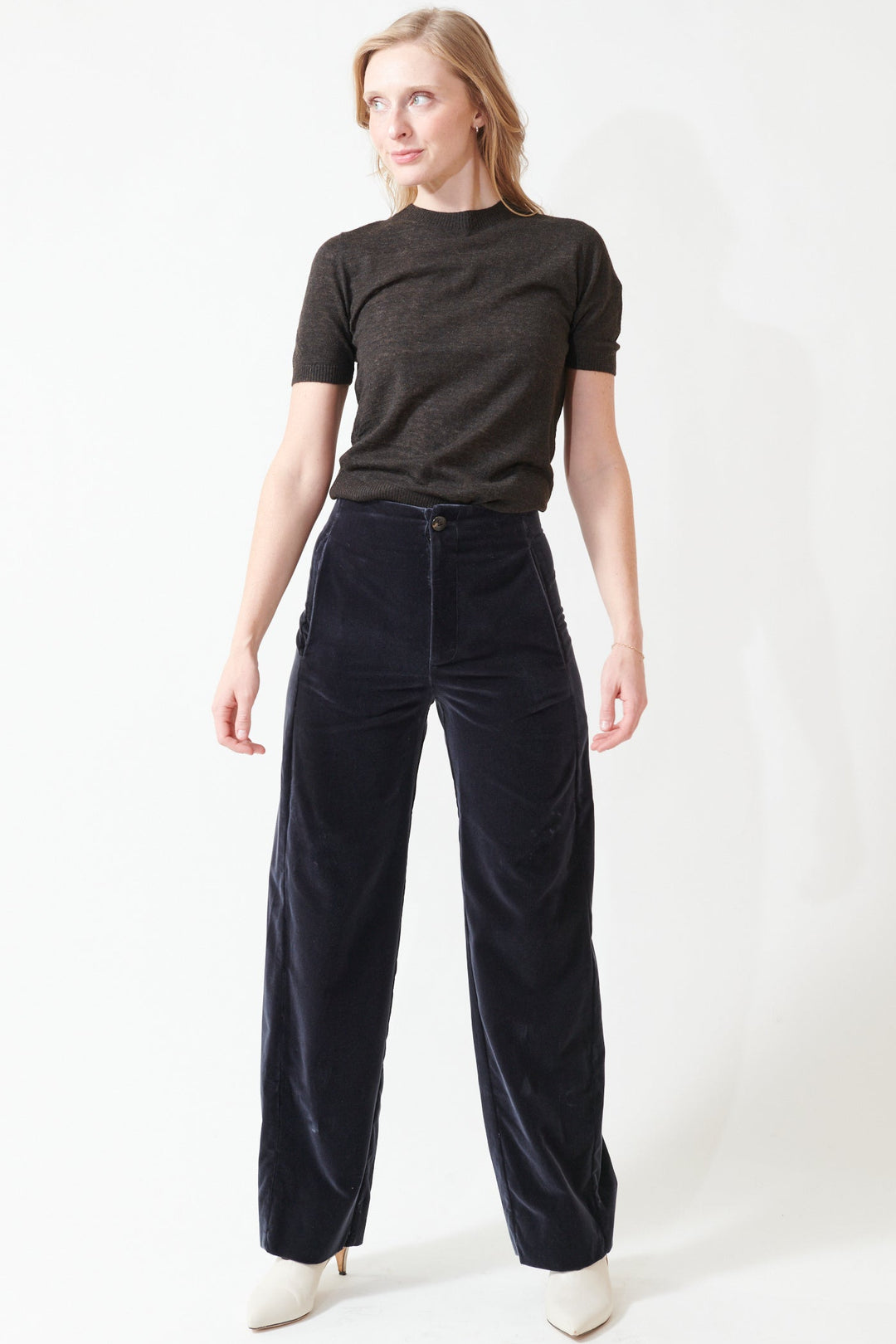 Madi wearing Soeur Celestin Trousers front view