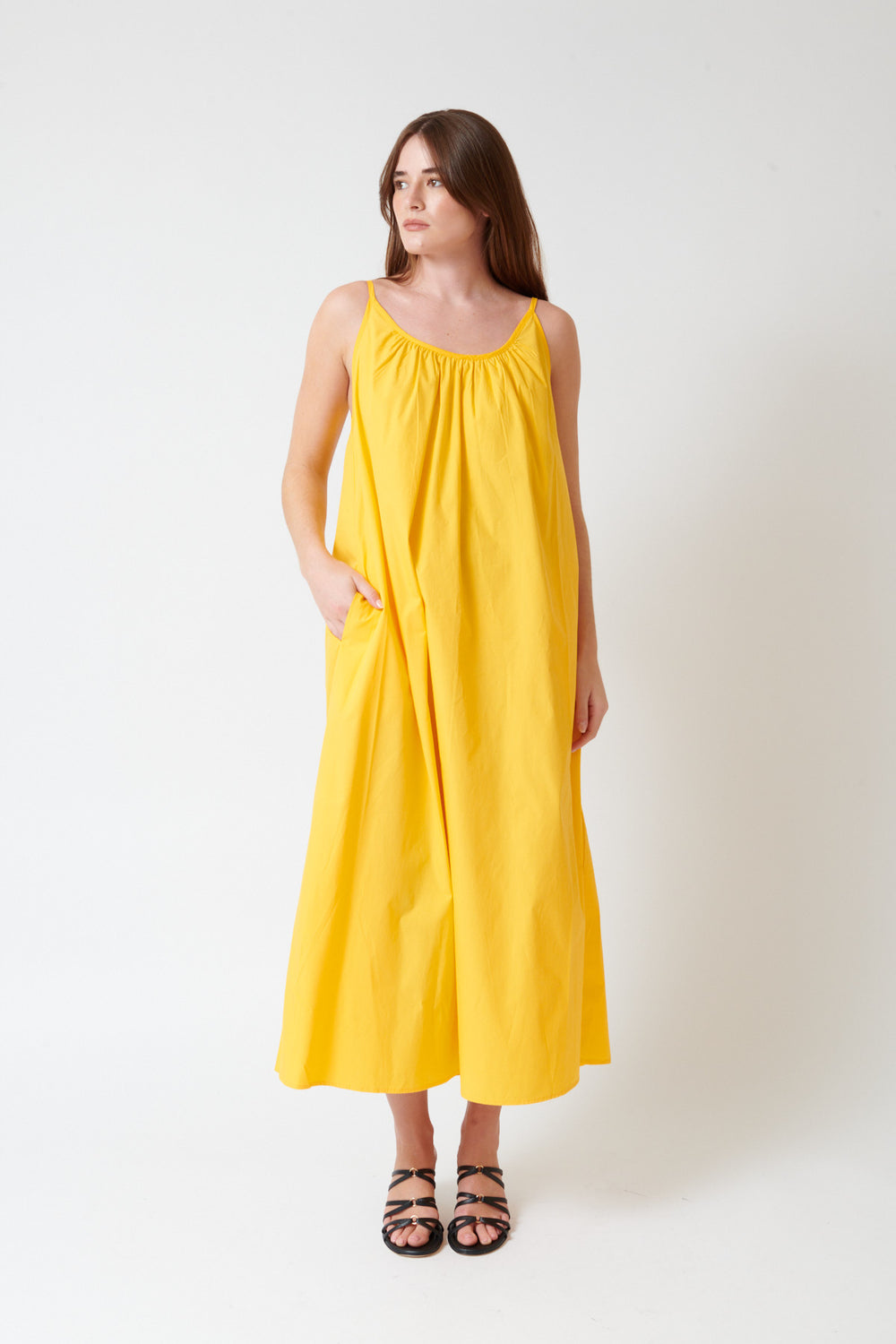 Julia wearing Kowtow T Sunset Dress front view