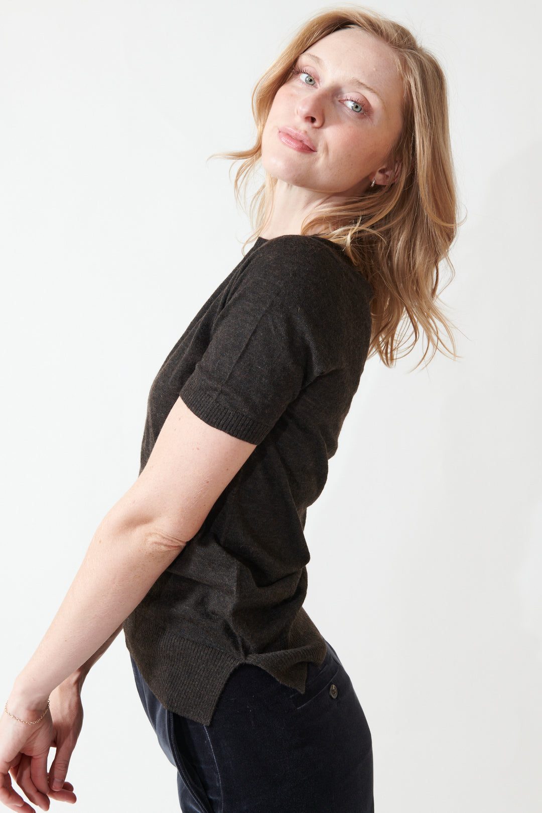 Madi wearing Soeur Floris Sweater front view