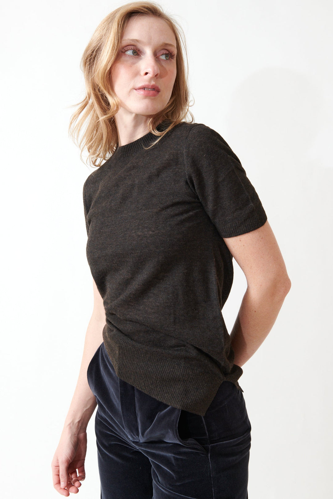 Madi wearing Soeur Floris Sweater front view