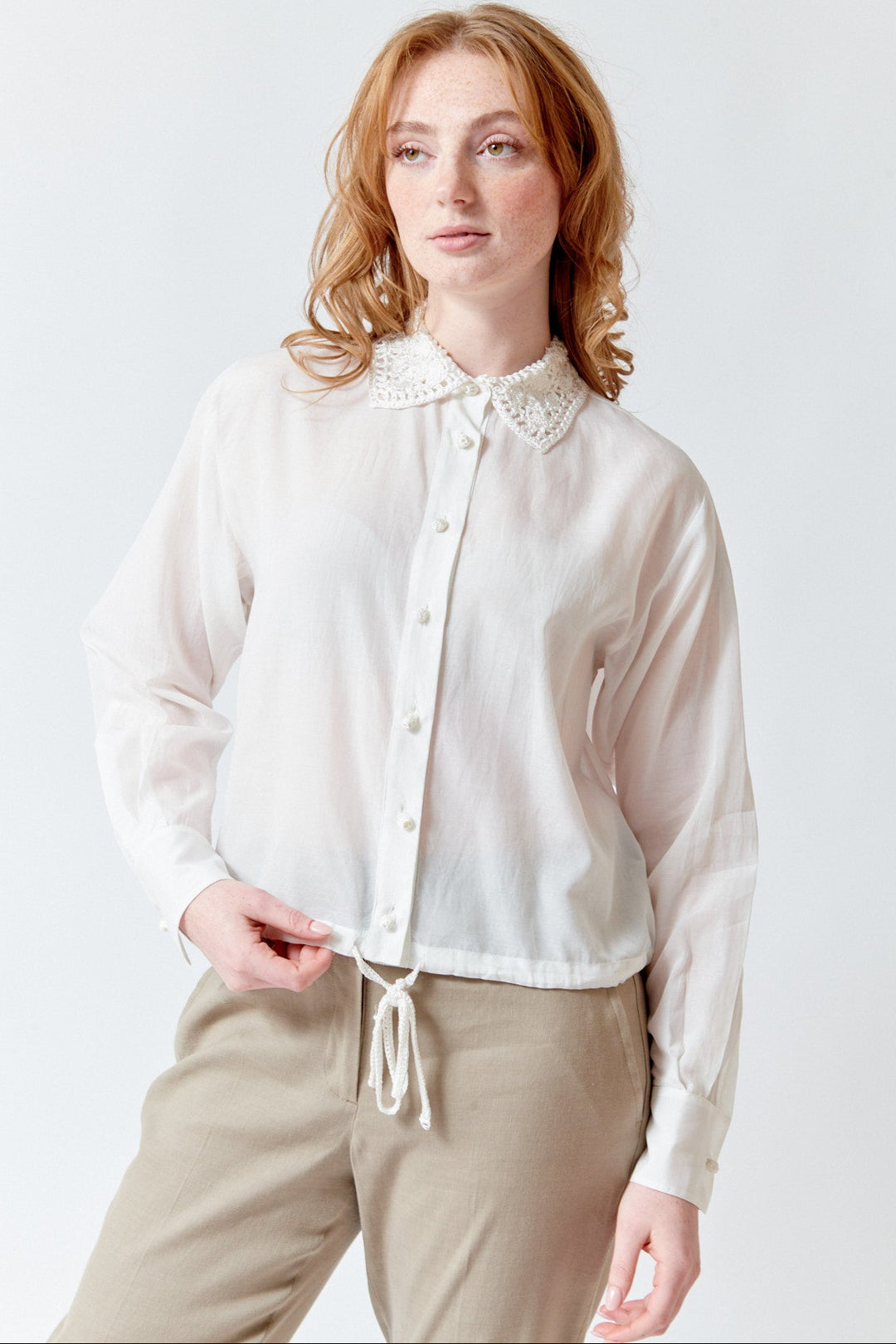 Waverly wearing Seventy Tatters Blouse front view