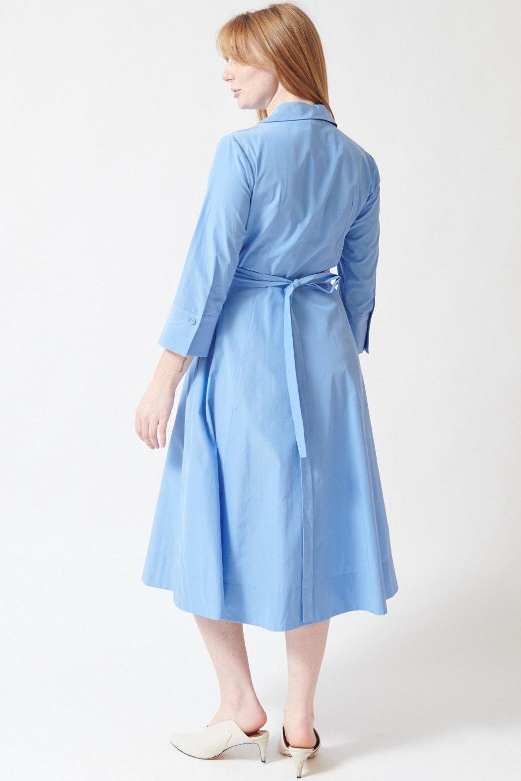 Waverly wearing Rosso 35 Belted Three Quarter Sleeve Dress rear view