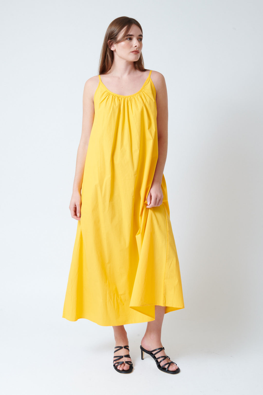 Julia wearing Kowtow T Sunset Dress front view