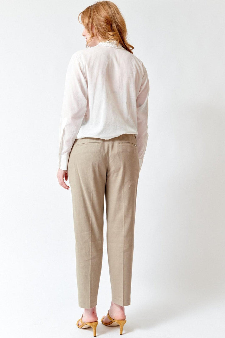 Waverly wearing Seventy Lisa Zip Front Elastic Back Pant rear view