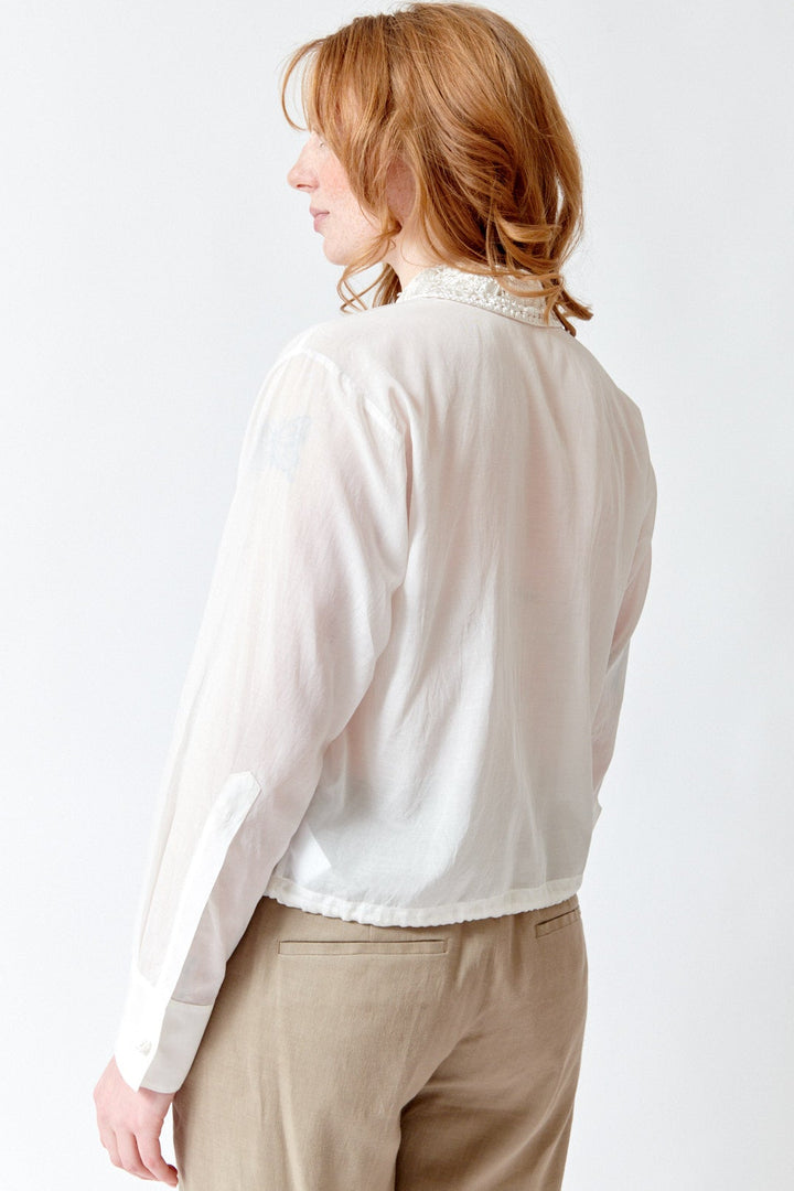Waverly wearing Seventy Tatters Blouse rear view