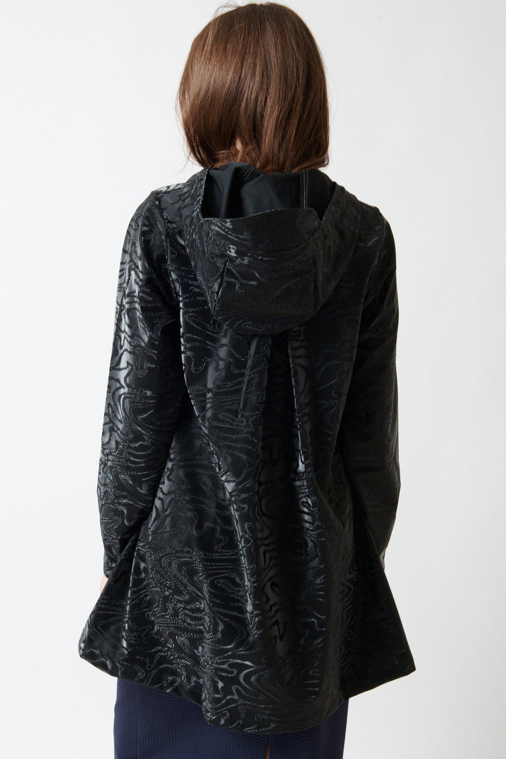 Angela wearing Rains A Line W Jacket W3 rear view