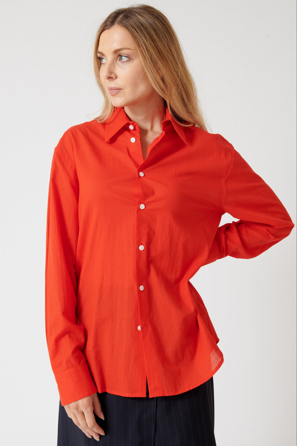 Mari wearing 6397 Dress Shirt front view
