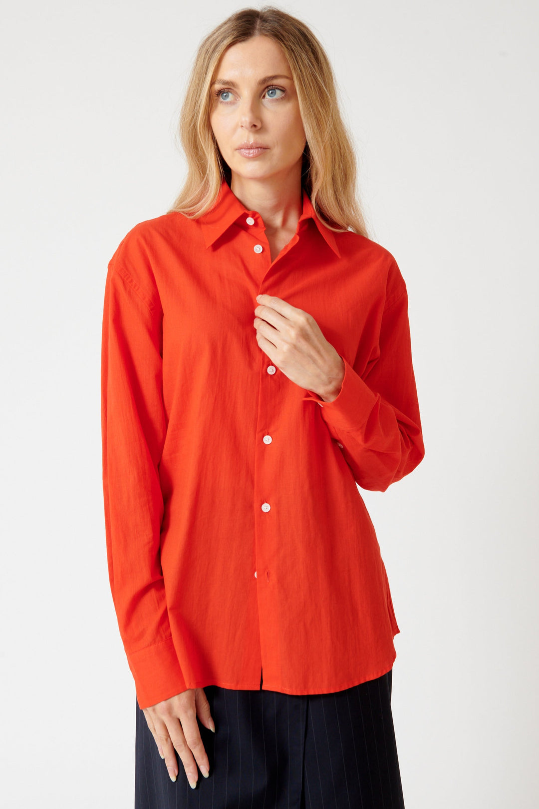 Mari wearing 6397 Dress Shirt front view